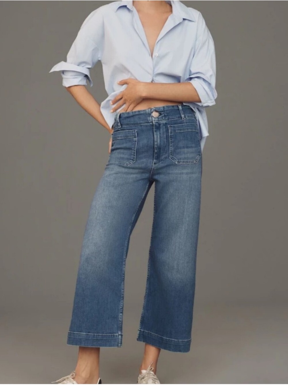 Anthropologie Maeve Colette High Rise Wide Leg Cropped Jean Size 31